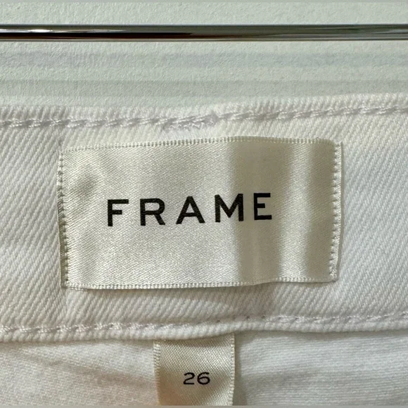 NWOT | FRAME Le Slim Palazzo Raw Hem Jeans | White | Full length | SZ 26 - Picture 8 of 13